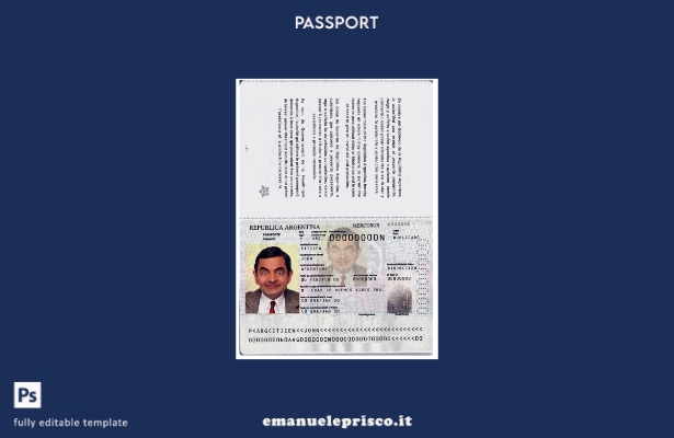 modello presente di passaporto argentino in stile verificato
